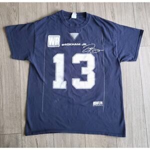 Odell Beckham Jr OBJ NY Giants Shirt L Navy Blue Faded Front Back Graphic Tee